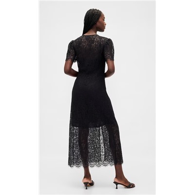 Lace V-Neck Midi Dress