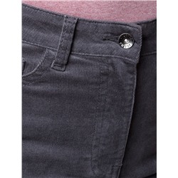 Укороченные эластичные брюки слим из микро вельвета