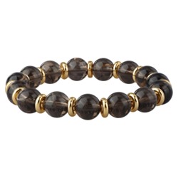 Браслет Терра (фантомный раухтопаз 10мм; покрытие золото) 16-18см, Есть комплект