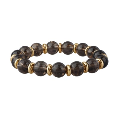 Браслет Терра (фантомный раухтопаз 10мм; покрытие золото) 16-18см, Есть комплект