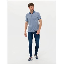 Koyu Mavi Regular Fit Baskılı Polo Yaka Tişört