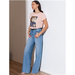 Свободная футболка с принтом из премиального хлопка с эластаном