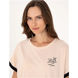 Bej Kısakollu Pijama Takımı