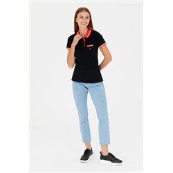 Kadın Siyah Polo Yaka Tişört