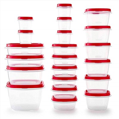 Rubbermaid Easy Find Vented Lids Food Storage Containers, Set of 21 (42 Pieces Total), Racer Red