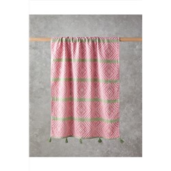 English Home Crispy Pamuklu Püsküllü Peştamal 90x150 cm Pembe - Yeşil