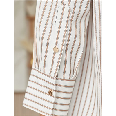 Блузка свободного силуэта в полоску  с рукавом 3/4  из хлопка