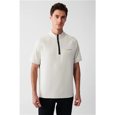 Avva, Erkek Gri Yarım Fermuarlı Dik Yaka Yumuşak Tuşeli T-shirt A31y1002