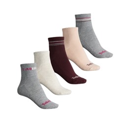 Timberland Logo Cushioned Socks - 5-Pack, Quarter Crew (For Women)