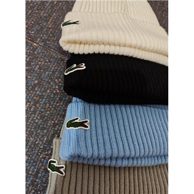 Осенне-зимняя теплая вязаная шапка ЛАКОСТ*Е