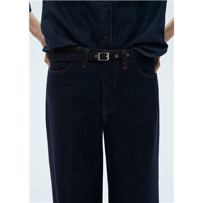 Jeans wideleg rinse wash cinturón