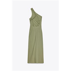 ASYMMETRIC MIDI DRESS WITH LINEN