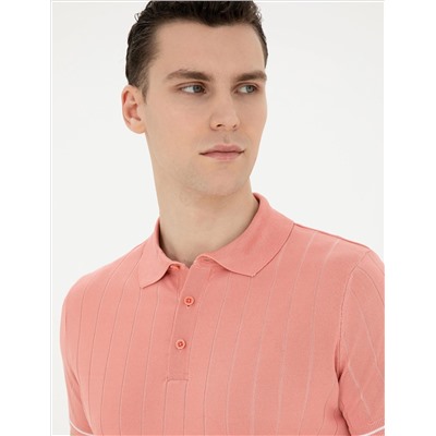 Kırmızı Slim Fit Düğmeli Polo Yaka Triko Tişört