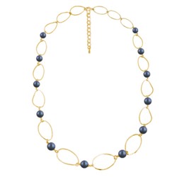 Колье Воздух (Майорка черничная 12мм; покрытие золото) 100см, Есть комплект