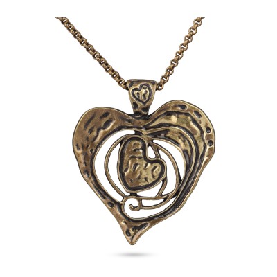 Кулон сердце (покрытие бронза; 100см)