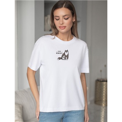 Футболка с принтом свободная из премиального 100% хлопка