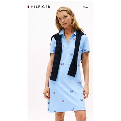 Allover Crest Stretch Polo Dress