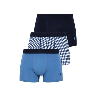 U.S. Polo Assn. U.S. Polo Assn. Erkek İndigo - Lacivert - İndigo 3 Lü Kutulu Boxer - Çoklu Renk - SELKR80O25C6Q