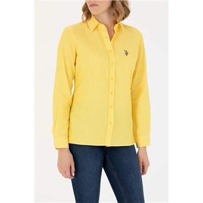 Kadın Sarı Uzun Kollu Basic Gömlek