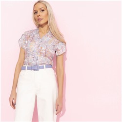 Блуза приталенного силуэта, Лёгкий шик, тяжёлый эффект (голубая)