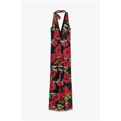 FLORAL PRINT TULLE SCARF DRESS