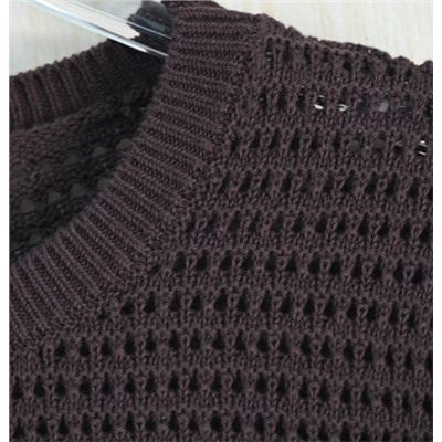 Женский хлопковый вязаный крючком свитер с круглым вырезом