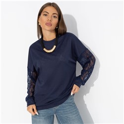 Свитшот с декоративными рукавами, Роскошь без пафоса (синий)