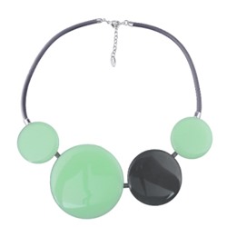 Колье (смола мятная, серая; покрытие: родий)