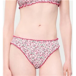 Mid-Rise Ruffle Trim Swim Bottoms