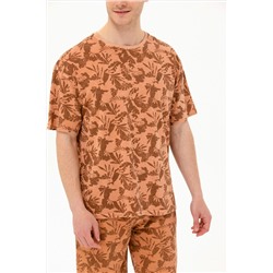 Erkek Pudra Comfort Bisiklet Yaka Tişört