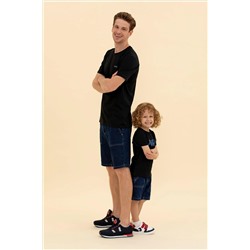 Erkek Siyah Basic Bisiklet Yaka Tişört