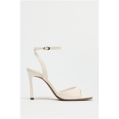 PATENT-FINISH HIGH-HEEL SANDALS