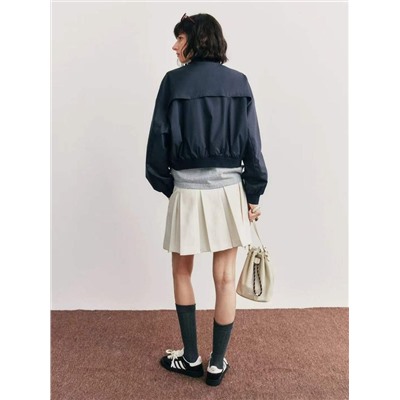 Стильная укороченная куртка-бомбер с воротником стойкой МИУ МИ*У