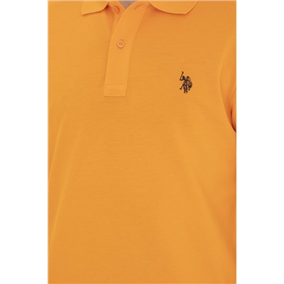 Erkek Slim Fit Polo Yaka Turuncu Basic Tişört