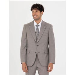 %100 Yün Açık Kahverengi Slim Fit Takım Elbise