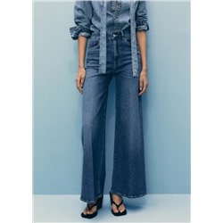 Jeans wideleg tiro alto