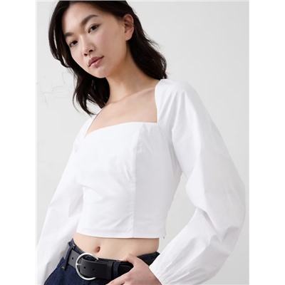 Poplin Square-Neck Top