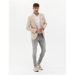 Bej Ex. Slim Fit Keten Karışımlı Ceket
