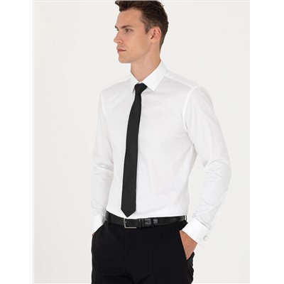 Beyaz Slim Fit Uzun Kollu Basic Gömlek
