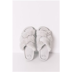 Zapatilla abierta casa pelo verde