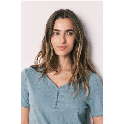 Pijama manga corta textura pointelle verde