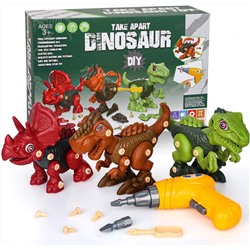 Sanlebi Take Apart Dinosaur Toys for Boys - Building Toy Set with Electric Drill Construction Engineering Play Kit STEM Learning for Kids Girls Age 3 4 5 Year Old