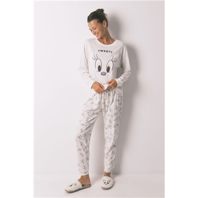 Pijama largo 100% algodón blanco Piolín