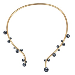 Колье Просекко (Майорка 4-10мм темно-серая; покрытие золото), Есть комплект