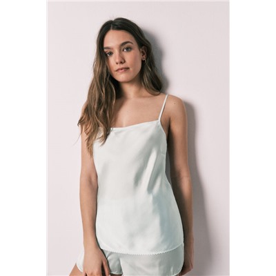 Pijama corto satén verde