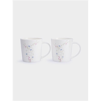 Кружка, 450 мл, 2 шт, фарфор F, белая, Цветы, Gentle garden