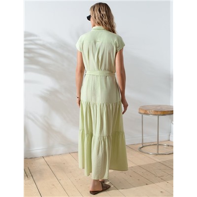 Платье А-силуэта с поясом из легкого хлопкового поплина