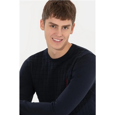 Erkek Lacivert Bisiklet Yaka Triko Kazak