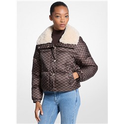 Michael Kors Outlet Logo Print and Sherpa Puffer Jacket