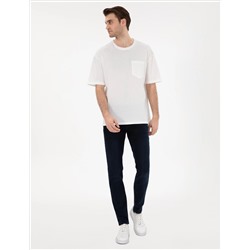 Ekru Comfort Fit Basic Tişört